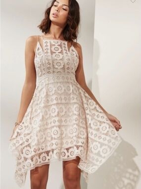 Free People Cream Lace Asymmetrical Sundress